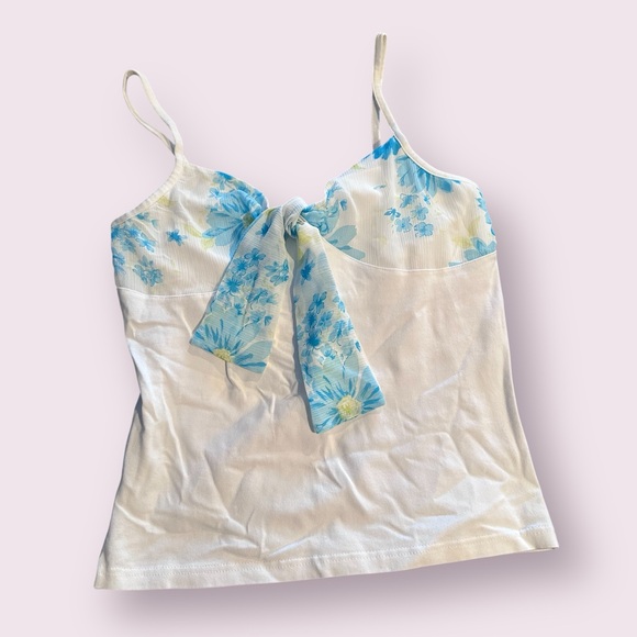 Women's MODA International Set Of Two Floral Camisoles Bow And Ruffle Sz Medium - Picture 2 of 13